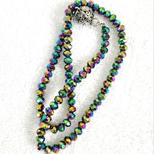 Carnival glass necklace beads vintage